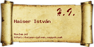 Haiser István névjegykártya